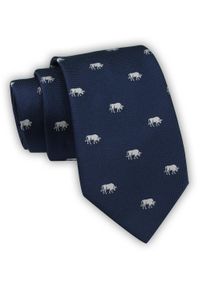 Krawat Alties (7 cm) - Znaki Zodiaku: BYK. Kolor: niebieski. Materiał: tkanina. Styl: elegancki, wizytowy