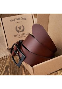 Pasek skórzany 130cm brązowy PAOLO PERUZZI PG-05-BRBL-130. Kolor: brązowy. Materiał: skóra. Styl: klasyczny, casual, elegancki #1