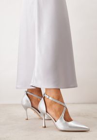 Renee - Srebrne Szpilki VICES ze Skrzyżowanymi Paseczkami i Wkładką ze Skóry Naturalnej Dalimara. Kolor: srebrny. Materiał: skóra. Obcas: na szpilce. Styl: elegancki #1