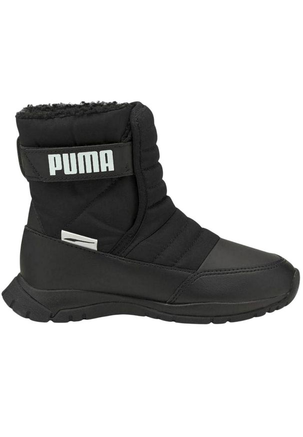 Puma - Skórzane Buty Śniegowe Dla Dzieci. Kolor: czarny. Materiał: skóra. Sezon: zima. Sport: turystyka piesza