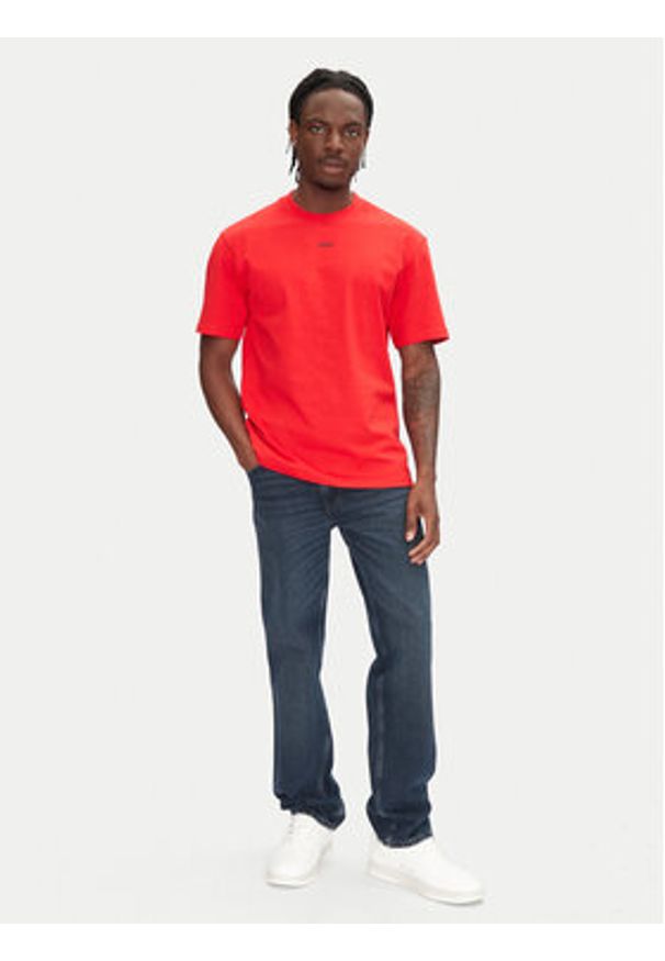 Hugo - HUGO T-Shirt Dapolino 50488330 Różowy Relaxed Fit. Kolor: różowy. Materiał: bawełna