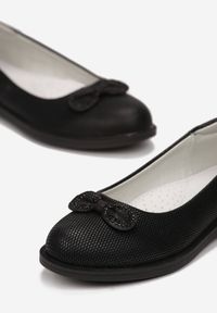 Born2be - Czarne Balerinki Eireney. Nosek buta: okrągły. Kolor: czarny. Materiał: jeans, syntetyk, nubuk. Wzór: aplikacja #2