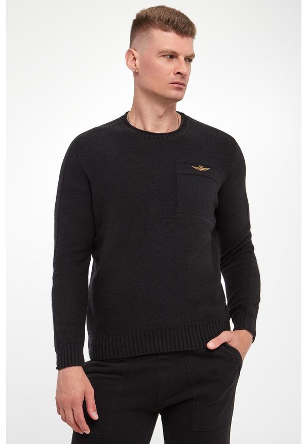 Aeronautica Militare - Sweter męski z wełną AERONAUTICA MILITARE. Materiał: wełna