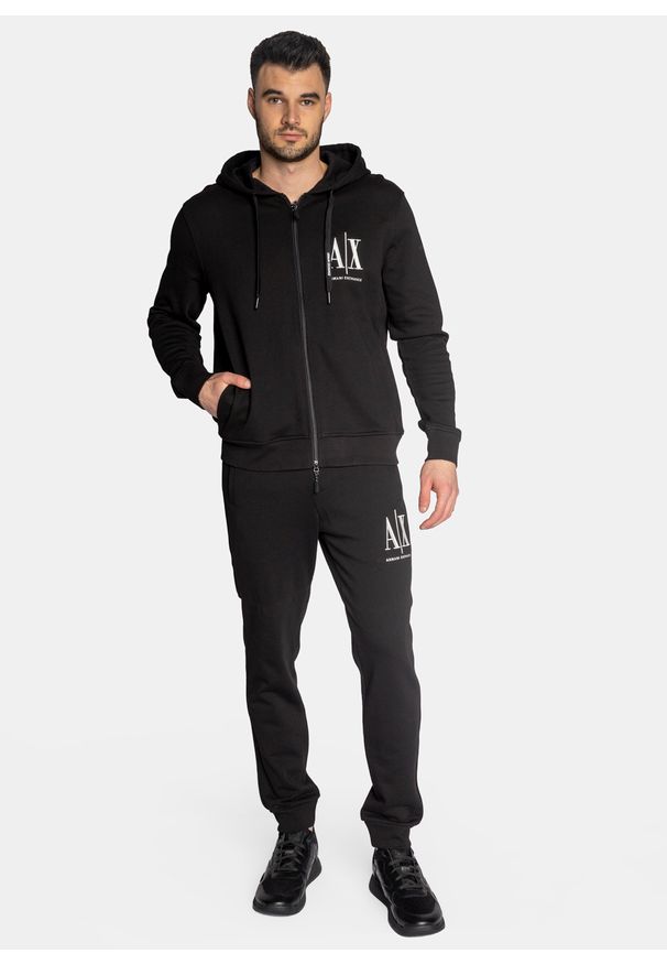 Bluza z kapturem męska czarna Armani Exchange 8NZMPP ZJ1ZZ 1200. Typ kołnierza: kaptur. Kolor: czarny. Styl: sportowy