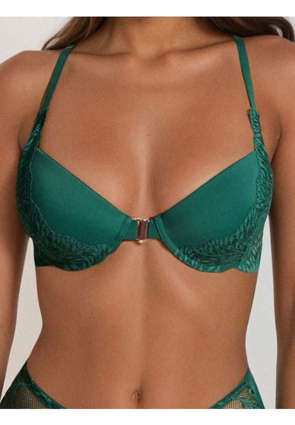 Sinsay - Biustonosz usztywniany z ozdobnym tyłem - zielony. Kolor: zielony