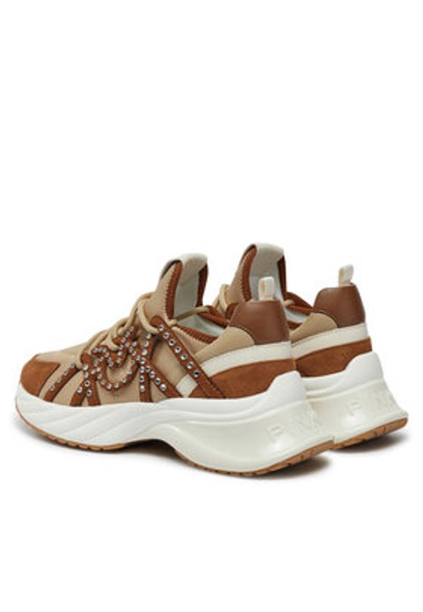 Pinko - PINKO Sneakersy Ariel 16 SS0085T029 Brązowy. Kolor: brązowy. Materiał: skóra, zamsz
