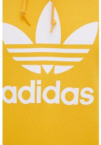 adidas Originals bluza bawełniana Adicolor HE9499 męska kolor żółty z kapturem z nadrukiem. Typ kołnierza: kaptur. Kolor: żółty. Materiał: bawełna. Wzór: nadruk #3