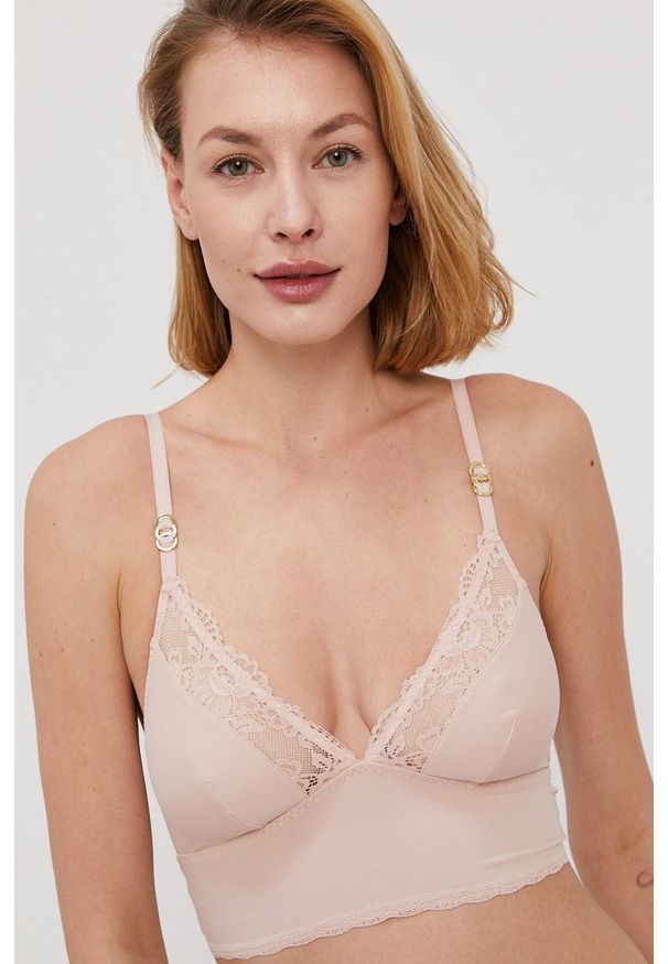 Stella McCartney Lingerie Biustonosz kolor różowy koronkowy. Kolor: różowy. Materiał: koronka. Rodzaj stanika: odpinane ramiączka