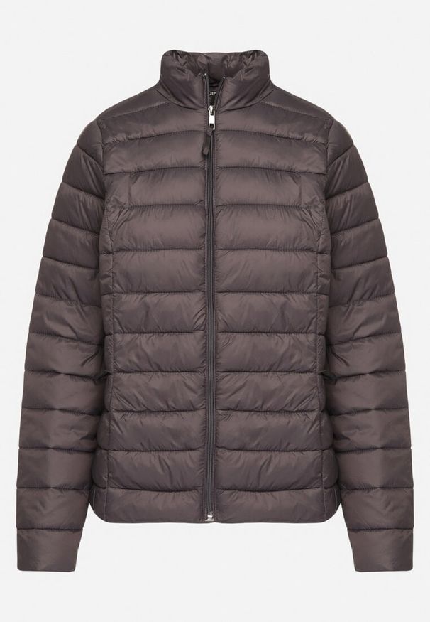 Born2be - Ciemnoszara Pikowana Kurtka w Klasycznym Stylu Nelaniel. Okazja: na co dzień. Kolor: szary. Materiał: jeans. Styl: klasyczny