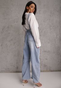 Renee - Niebieskie Jeansy Ogrodniczki z Nogawką Balloon z Bawełną Vimalliene. Okazja: na co dzień. Stan: podwyższony. Kolor: niebieski. Styl: casual, elegancki #7