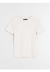 Sinsay - Bawełniana koszulka z krótkim rękawem - kremowy. Kolor: kremowy. Materiał: bawełna. Długość rękawa: krótki rękaw. Długość: krótkie #1