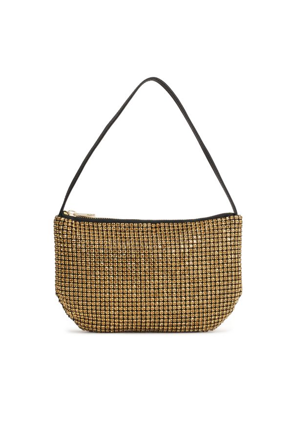 Kazar - Złota błyszcząca torebka z cyrkoniami. Kolor: złoty. Styl: elegancki, wizytowy