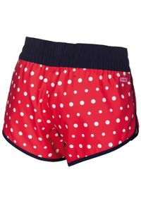 Spodenki kobiece Arena Dots Short. Kolor: czerwony. Materiał: materiał, poliamid