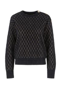 Ochnik - Sweter damski czarny. Kolor: czarny. Materiał: wiskoza. Wzór: aplikacja