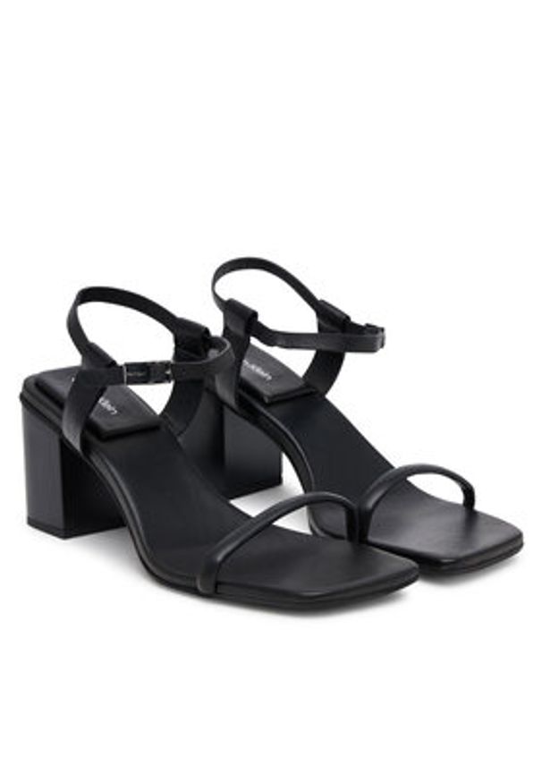 Calvin Klein Sandały Block Heel Sandal 75 Lth HW0HW02650 Czarny. Kolor: czarny. Materiał: skóra
