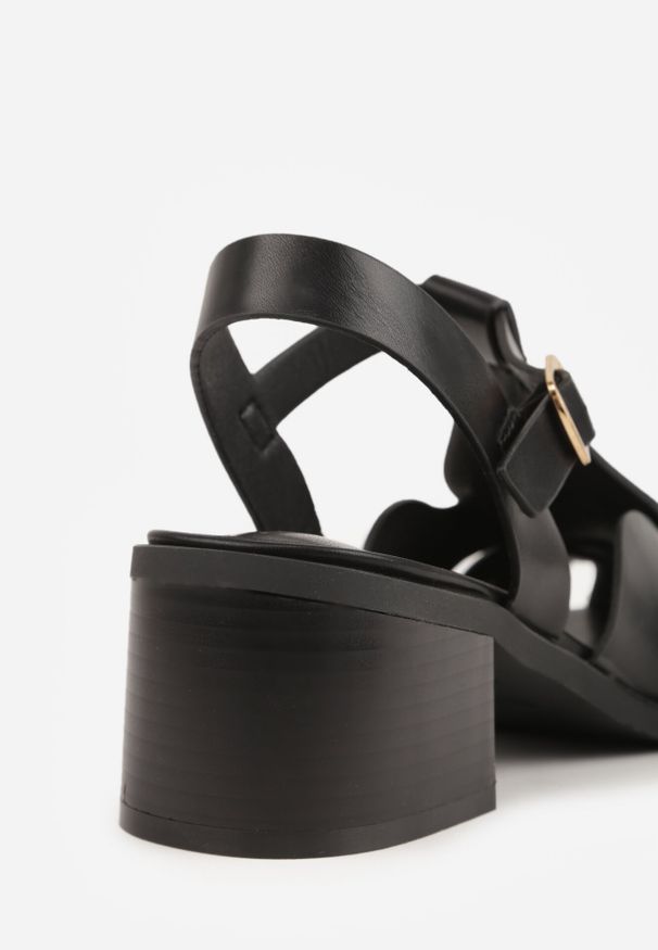 Born2be - Czarne Sandały na Obcasie z Ozdobnymi Paskami Aglaosa. Okazja: na co dzień. Zapięcie: pasek. Kolor: czarny. Wzór: paski. Obcas: na obcasie. Styl: casual, elegancki. Wysokość obcasa: średni