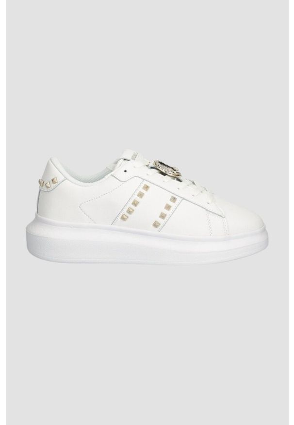 Just Cavalli - JUST CAVALLI Białe sneakersy FONDO URSA DIS. 3, Rozmiar 38. Kolor: biały. Materiał: skóra