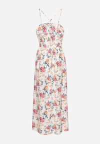 Born2be - Różowa Sukienka z Wiskozą o Rozkloszowanym Kroju w Kwiaty Nalorene. Okazja: na co dzień. Typ kołnierza: dekolt kwadratowy. Kolor: różowy. Materiał: wiskoza. Długość rękawa: na ramiączkach. Wzór: kwiaty. Typ sukienki: rozkloszowane. Styl: casual, elegancki #4