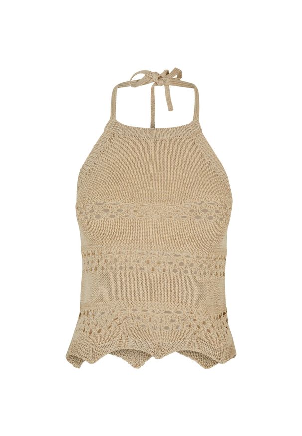Tank top court damska dzianina szydełkowa Urban Classics. Kolor: beżowy. Materiał: dzianina. Długość: krótkie