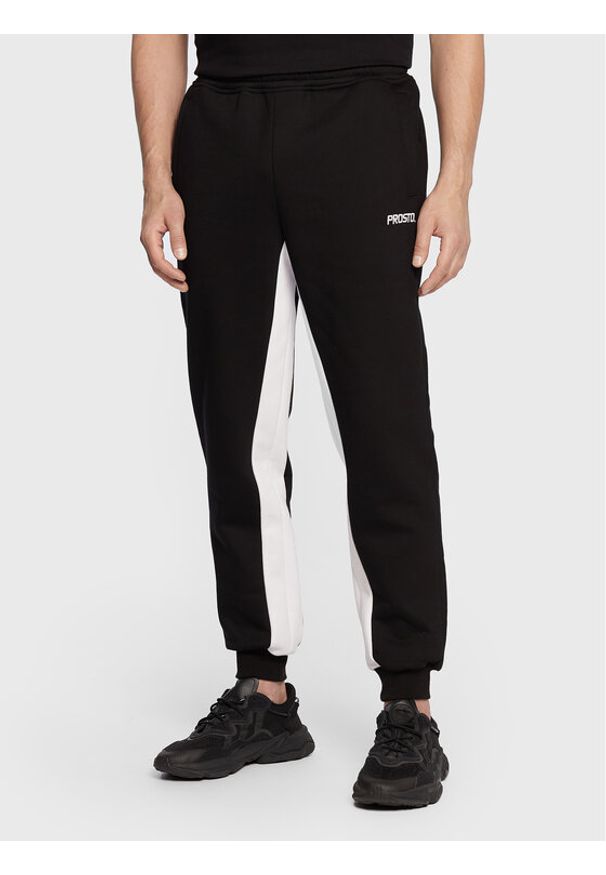 Prosto - PROSTO. Spodnie dresowe KLASYK Clapan 1021 Czarny Regular Fit. Kolor: czarny. Materiał: bawełna, dresówka