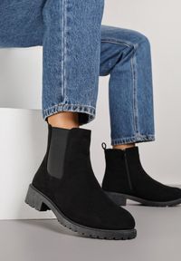 Born2be - Czarne Botki w Stylu Sztybletów z Elastyczną Wstawką Kanelle. Okazja: do pracy, na co dzień. Kolor: czarny. Styl: casual, elegancki #6