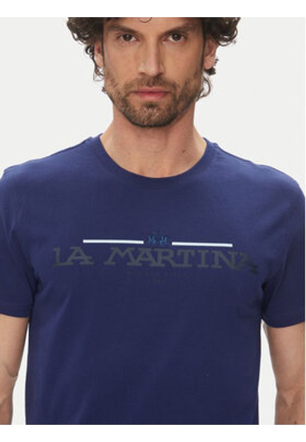 La Martina T-Shirt Aguer MAR304 JS206 Granatowy Regular Fit. Kolor: niebieski. Materiał: bawełna