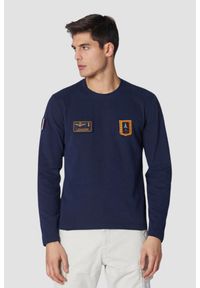 Aeronautica Militare - AERONAUTICA MILITARE Granatowy męski longsleeve With Patches, Rozmiar 3XL. Kolor: niebieski. Długość rękawa: długi rękaw
