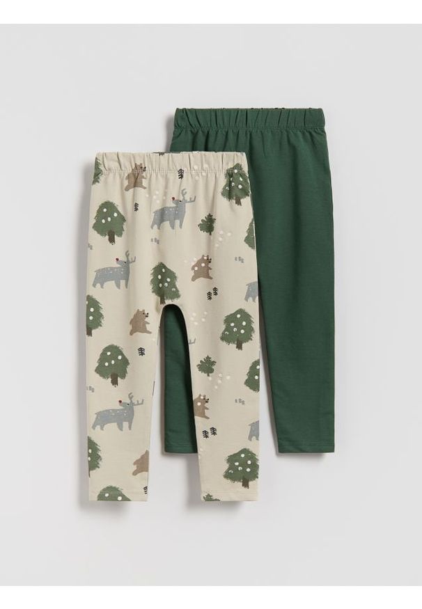 Reserved - Bawełniane legginsy 2 pack - morski. Kolor: morski. Materiał: bawełna