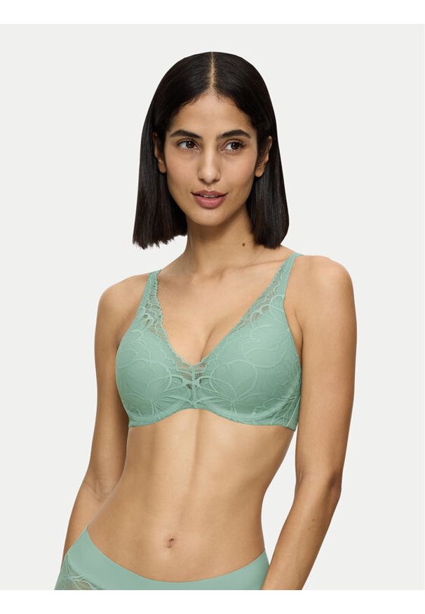 Triumph Biustonosz z fiszbiną Illusion 10219710 Zielony. Kolor: zielony. Materiał: syntetyk
