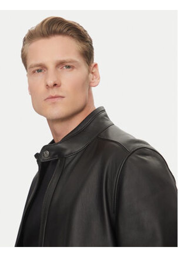 BOSS Kurtka skórzana H-Mansell3 50532475 Czarny Regular Fit. Kolor: czarny. Materiał: skóra