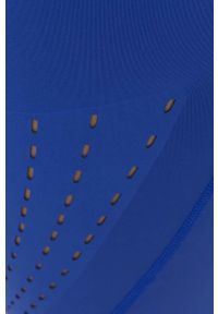 Adidas by Stella McCartney - adidas by Stella McCartney szorty treningowe Truepurpose HB6078 damskie gładkie high waist. Okazja: na plażę. Stan: podwyższony. Kolor: niebieski. Materiał: skóra, dzianina, materiał. Wzór: gładki #3