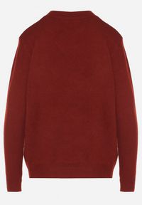 Born2be - Bordowy Klasyczny Sweter z Wełną Mailira. Okazja: do pracy, na co dzień. Kolor: czerwony. Materiał: wełna. Styl: klasyczny #7