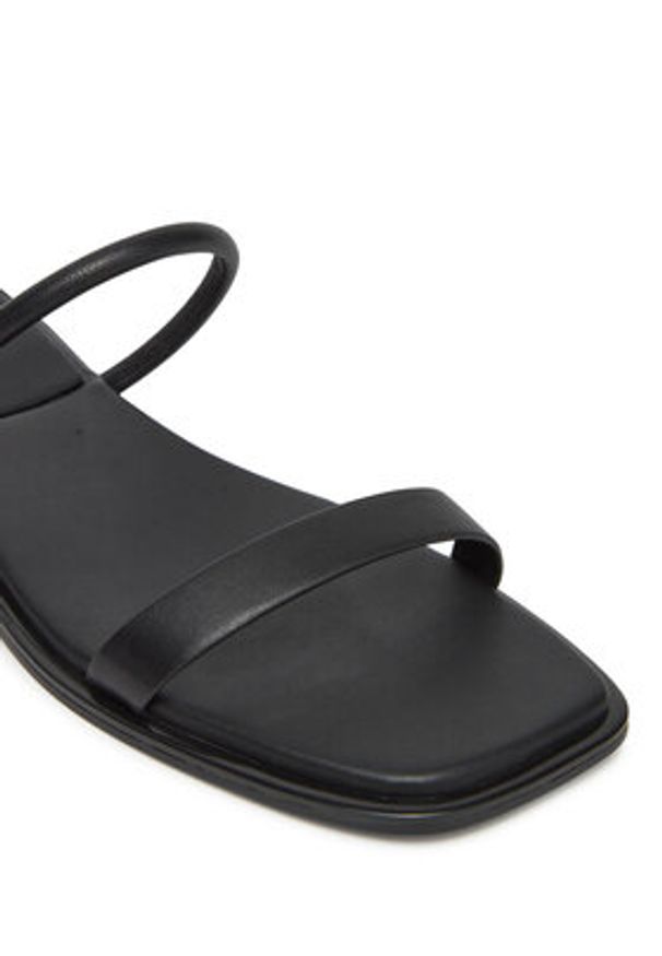 Calvin Klein Klapki Flat Sandal Squared 2-Bar Lth HW0HW02532 Czarny. Kolor: czarny. Materiał: skóra
