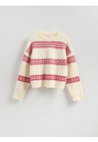 Reserved - Sweter we wzory - wielobarwny. Materiał: dzianina, wełna #1