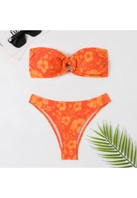 Intica - Dwuczęściowy strój kąpielowy bez ramiączek z elastycznego materiału na lato Brigitte. Kolor: pomarańczowy. Materiał: materiał