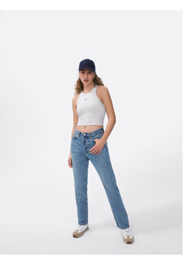 Sprandi Top SP22-TPD101 Biały Slim Fit. Kolor: biały. Materiał: syntetyk