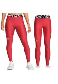 Under Armour - Legginsy treningowe damskie UNDER ARMOUR szybkoschnące termoaktywne. Kolor: czerwony. Sport: fitness #1