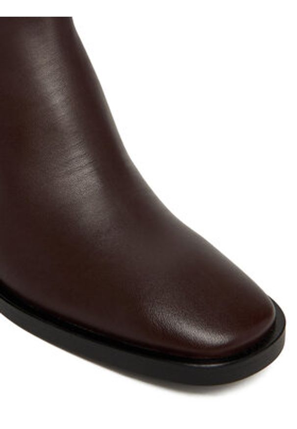 Calvin Klein Botki Block Heel Zip Boot Lth HW0HW02593 Bordowy. Kolor: czerwony. Materiał: skóra