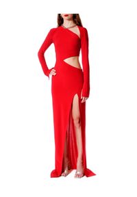 AGGI - Czerwona sukienka maxi z wycięciami Skylar. Kolor: czerwony. Materiał: materiał. Typ sukienki: dopasowane, asymetryczne. Długość: maxi #1
