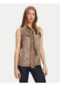 Marciano Guess Bluzka 5YGH12 7298A Brązowy Regular Fit. Kolor: brązowy. Materiał: wiskoza