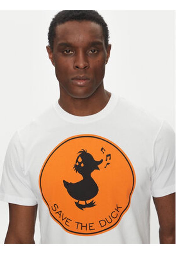 Save The Duck T-Shirt DT0825M BESY20 Biały Regular Fit. Kolor: biały. Materiał: bawełna