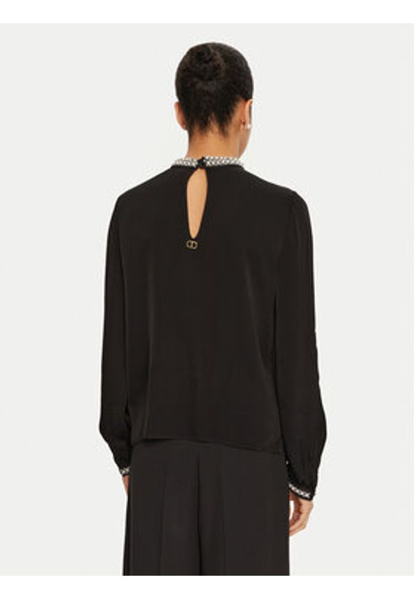 TwinSet - TWINSET Bluzka 242TT2262 Czarny Regular Fit. Kolor: czarny. Materiał: wiskoza