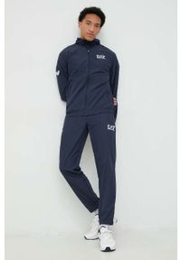 EA7 Emporio Armani dres męski kolor granatowy. Kolor: niebieski. Materiał: dresówka
