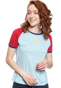 Wrangler - WRANGLER T SHIRT DAMSKI RAGLAN TEE ANGEL FALLS BLU W7N8F6B07 112131984. Długość rękawa: raglanowy rękaw