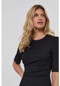 BOSS - Boss - Sukienka. Kolor: czarny. Materiał: tkanina. Długość rękawa: krótki rękaw. Typ sukienki: dopasowane #4