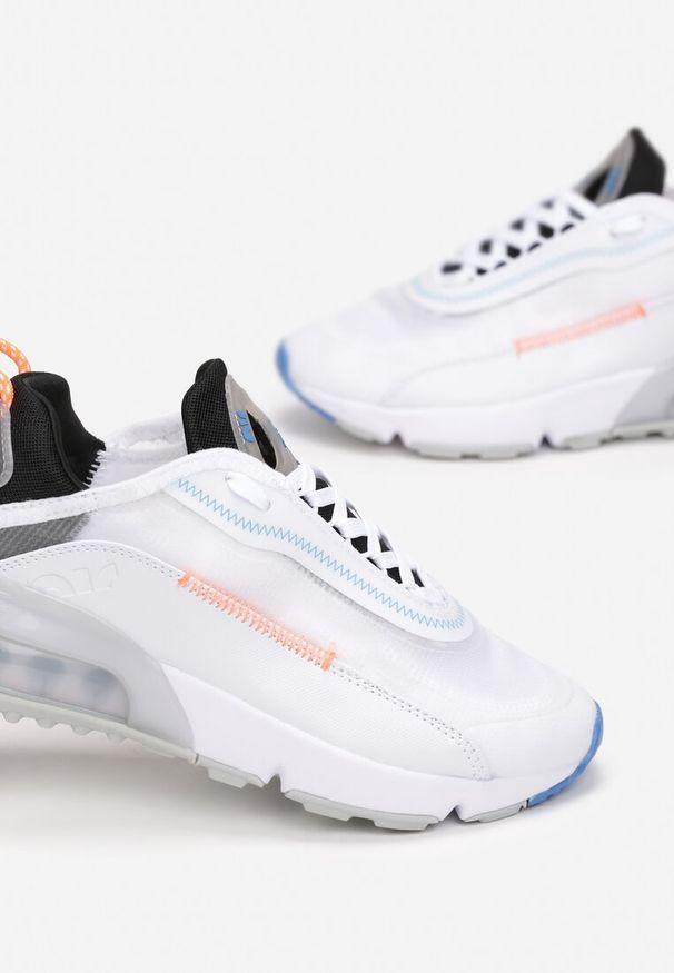 Renee - Biało-Szare Sneakersy Azama. Zapięcie: bez zapięcia. Kolor: biały. Materiał: materiał. Szerokość cholewki: normalna. Wzór: aplikacja