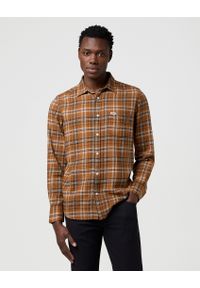 Wrangler - MESKA KOSZULA WRANGLER 1 PKT SHIRT BROWN BLACK 112371404 #1