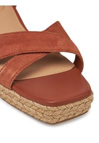 TOMMY HILFIGER - Tommy Hilfiger Espadryle Leather & Suede Mid Wedge Espad FW0FW08804 Brązowy. Kolor: brązowy. Materiał: skóra #2