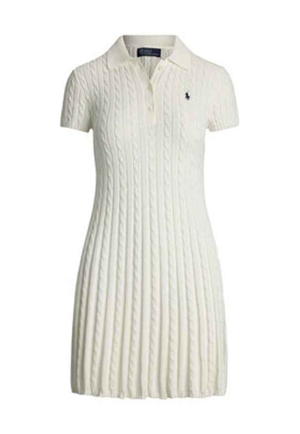 Polo Ralph Lauren Sukienka dzianinowa 211966310002 Biały Regular Fit. Typ kołnierza: polo. Kolor: biały. Materiał: bawełna