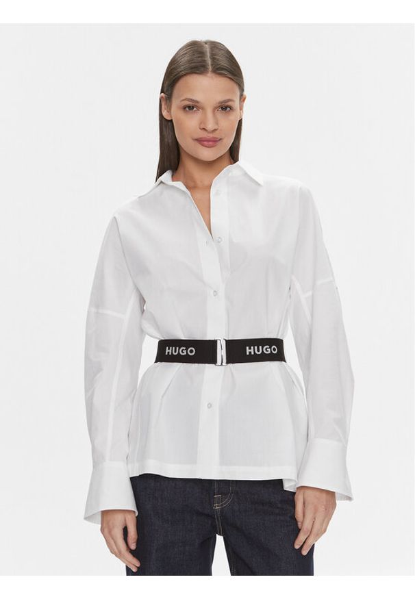 Hugo Koszula Etena 50506904 Biały Regular Fit. Kolor: biały. Materiał: bawełna